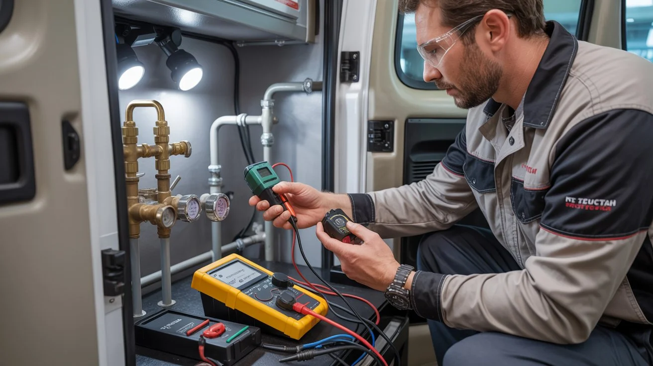Detailed technical inspection of RV systems and safety features