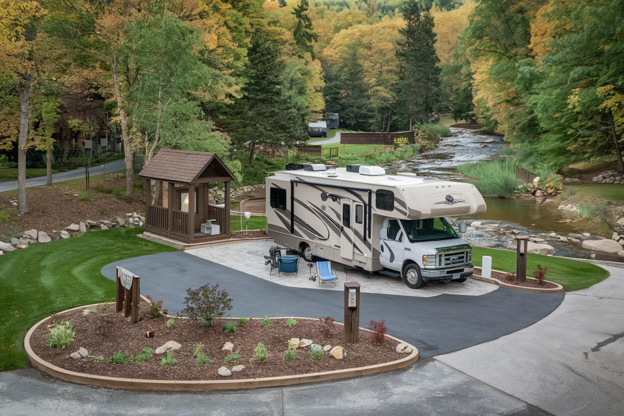 Spacious RV sites with full hookups