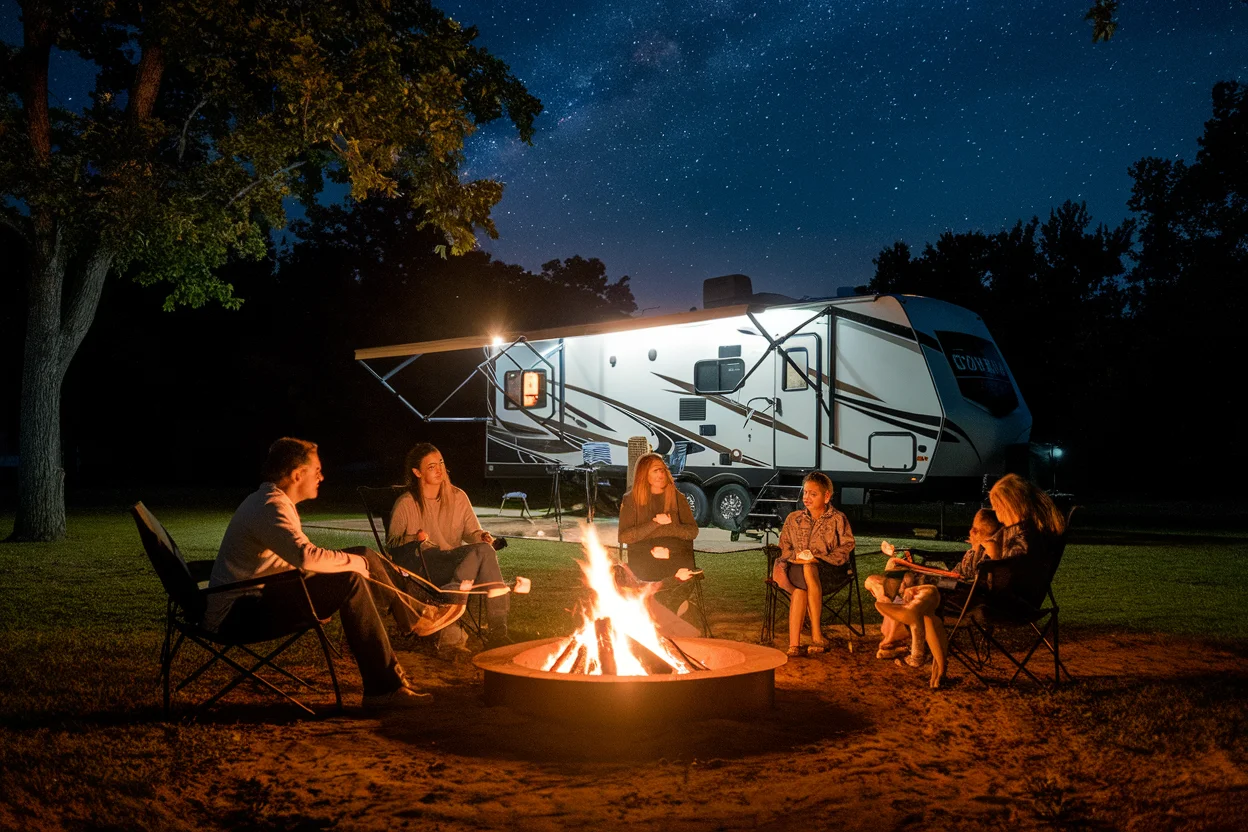 Campsite with fire pit