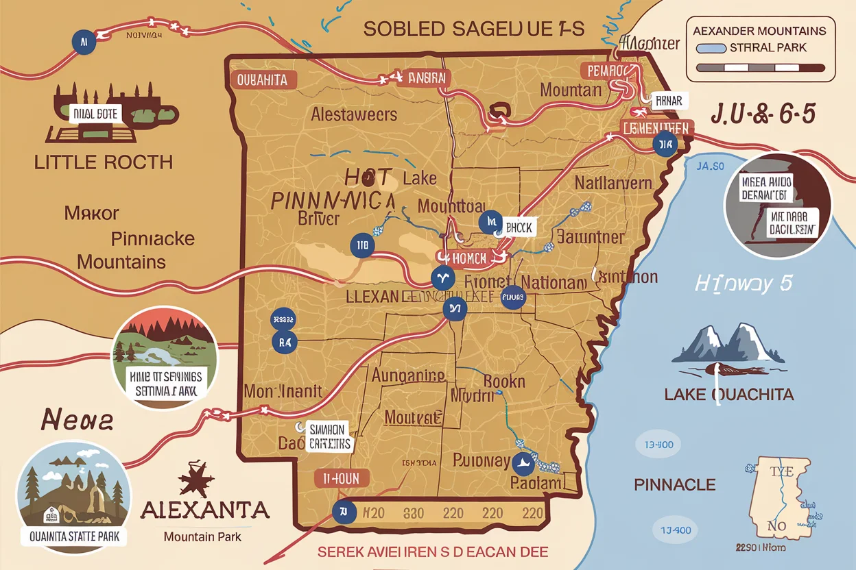 Alexander Arkansas location map showing proximity to destinations
