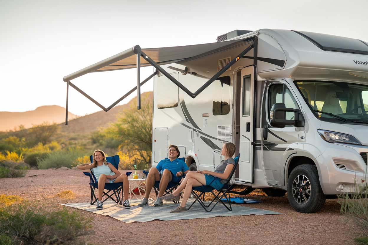 Family enjoying RV lifestyle in Central Arizona