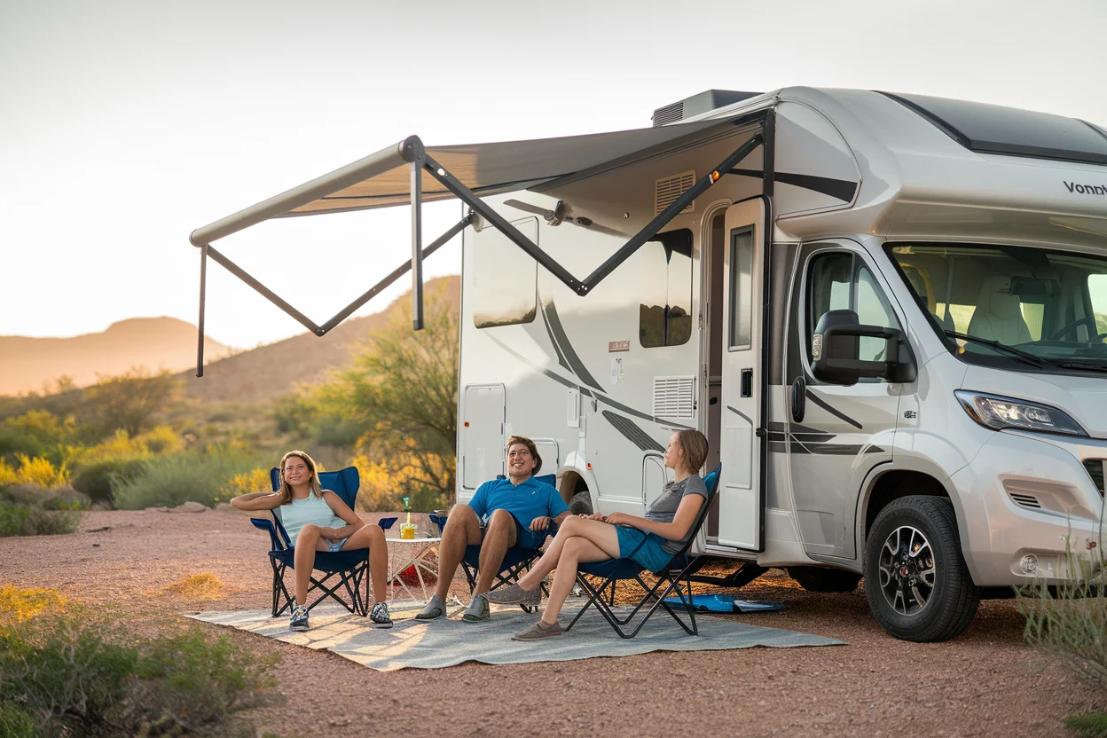 Family enjoying RV lifestyle in Central Arizona