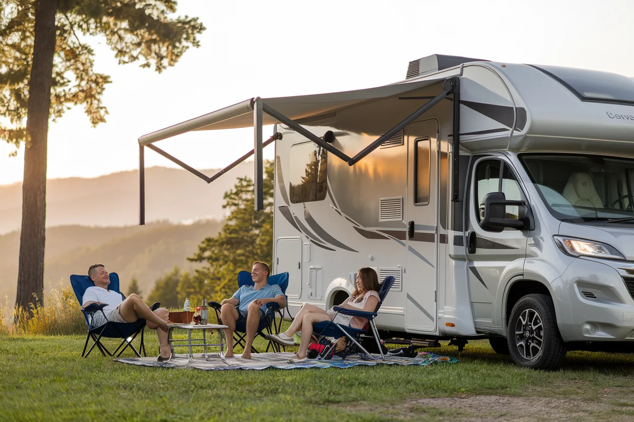 Family enjoying RV lifestyle in Central North Carolina