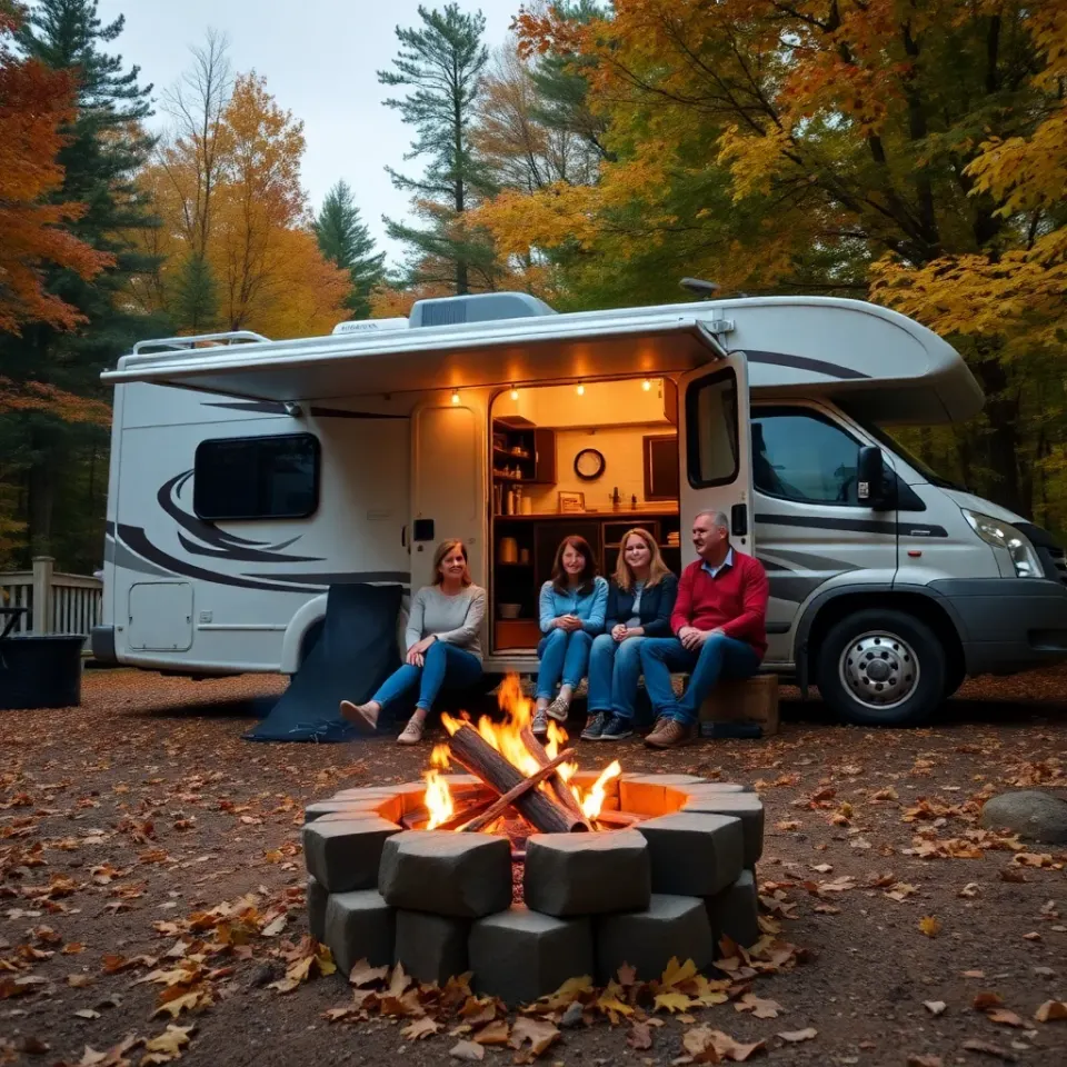 Family enjoying RV lifestyle in North Georgia mountains near Atlanta
