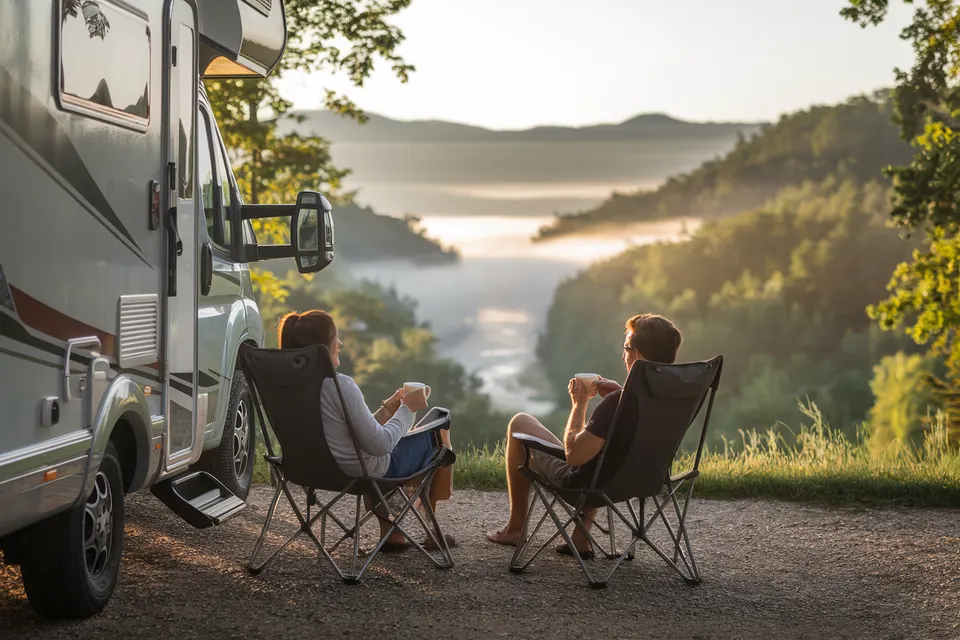RV on US-64 through the Ocoee Gorge near Cleveland, TN