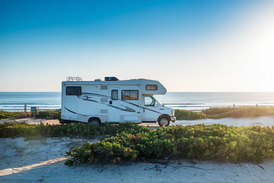 RV camping at Padre Island National Seashore near Corpus Christi Texas
