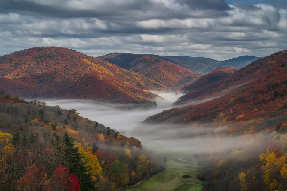 Allegheny Mountains fall foliage near Cumberland Maryland RV trip