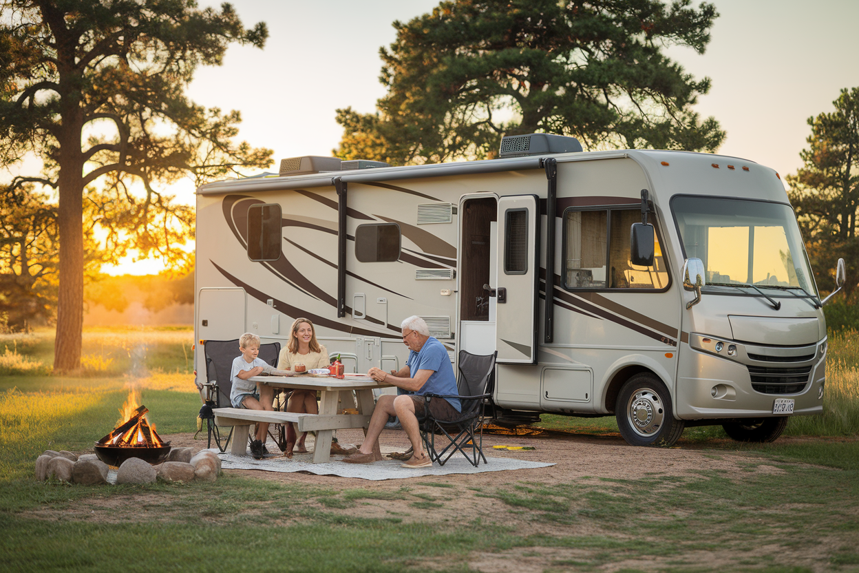 Family enjoying RV lifestyle in Central Colorado