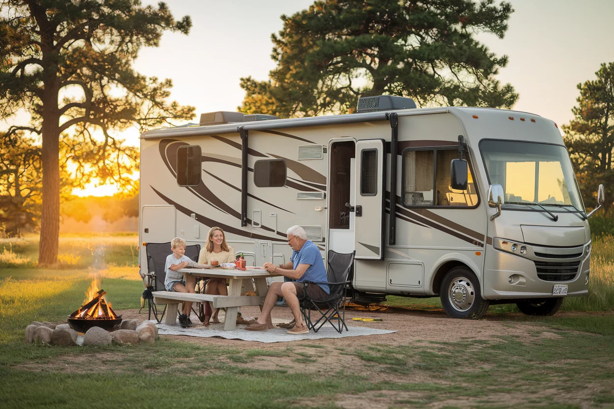 Family enjoying RV lifestyle in Central Colorado