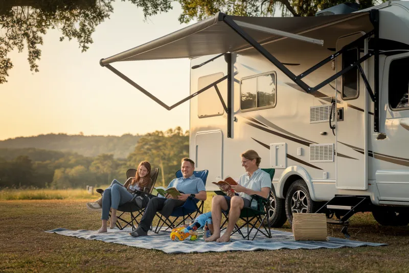 Family enjoying RV lifestyle in North Alabama