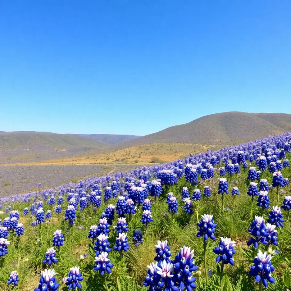 Texas bluebonnets in Hill Country during spring RV rental season