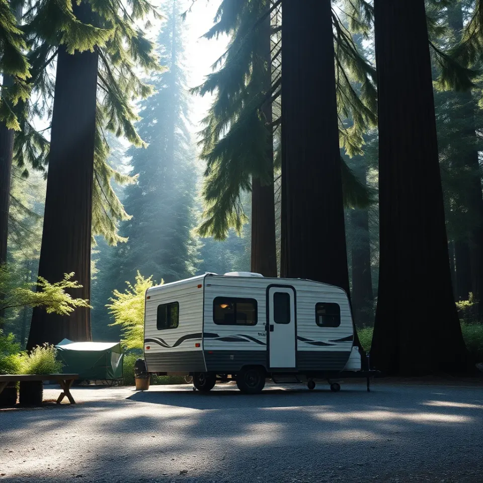 Russian River Redwoods Campsite near Sonoma County