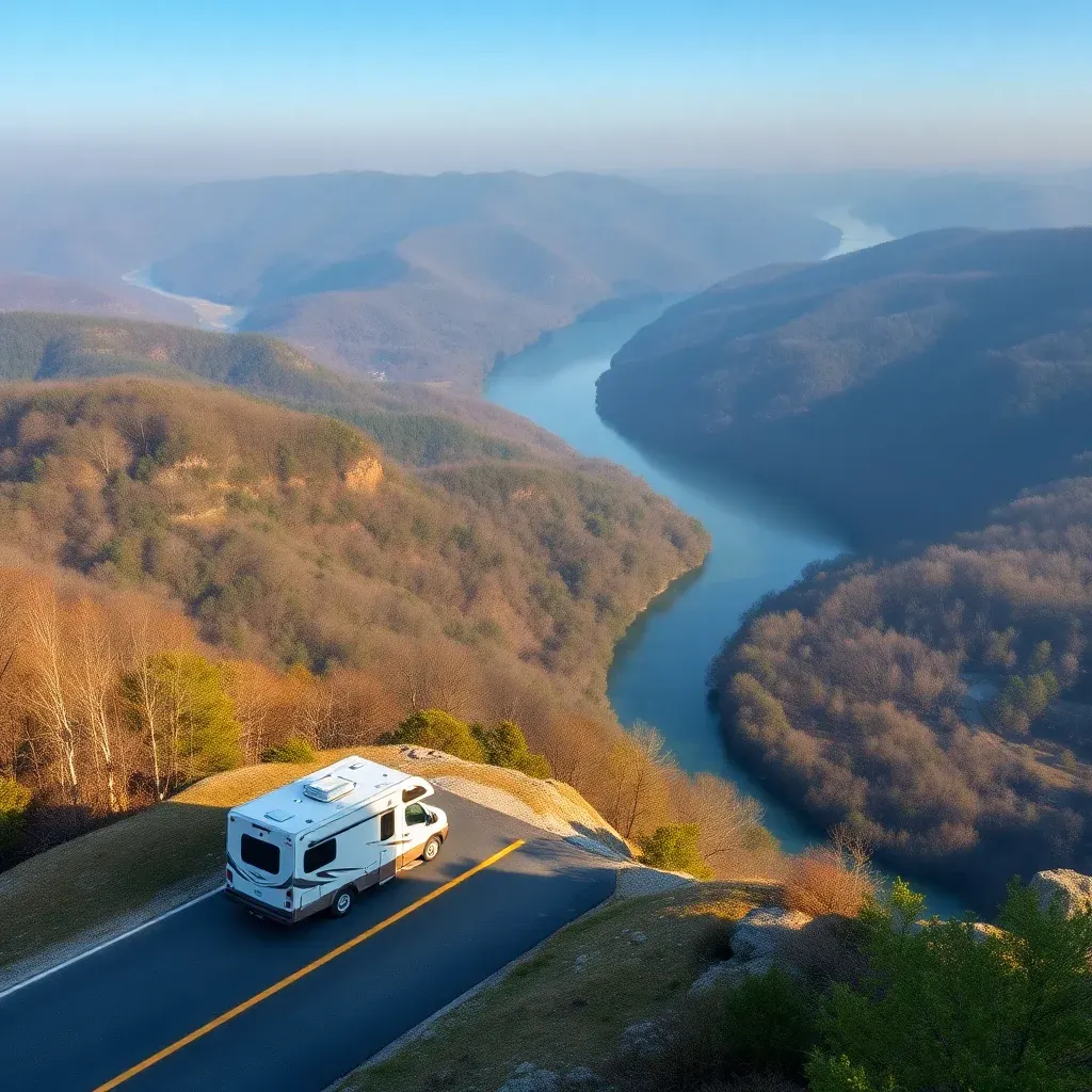RV travel near South Pittsburg and the Tennessee River gorge
