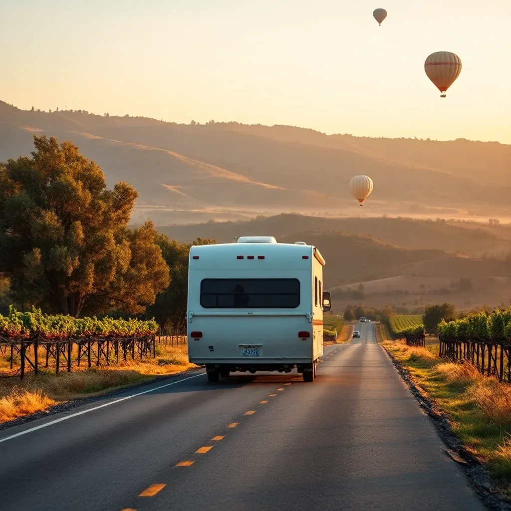 RV travel through Temecula wine country, California