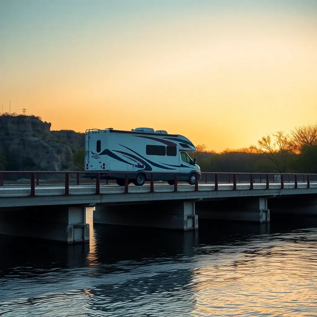 RV travel along the Brazos River in Waco, Texas
