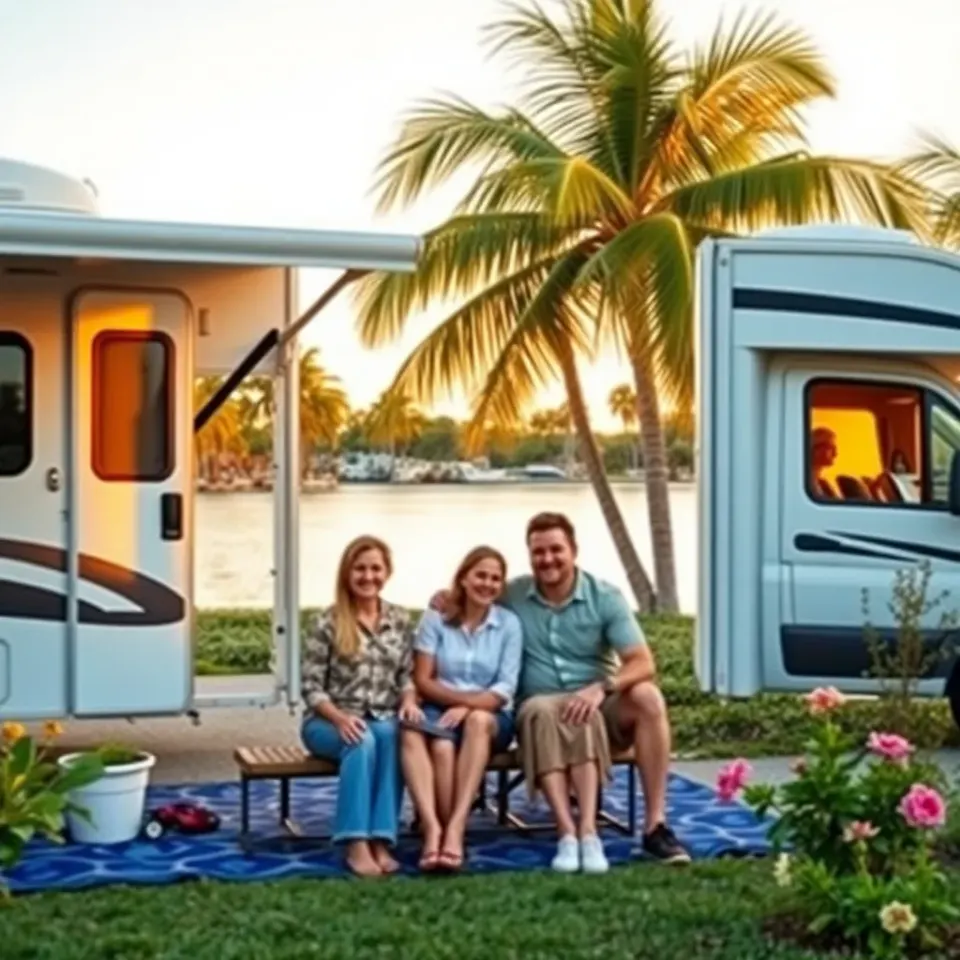 Family enjoying RV lifestyle at West Palm Beach Florida